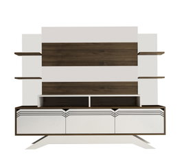 Hanah Home Mueble TV 180cm Nogal y Blanco Moderno